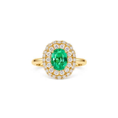 Bague Emeraude & Diamants or rose