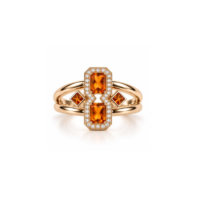 Bague Saphirs orange & Diamants en or rose