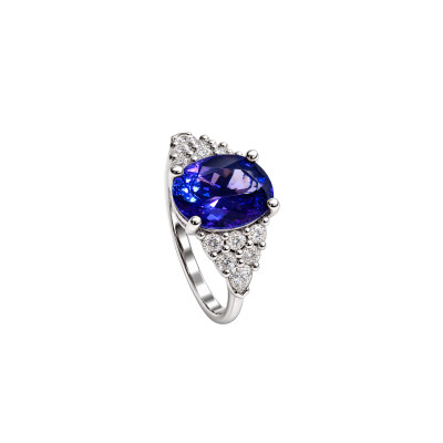 Bague Tanzanite & Diamant en Or Blanc