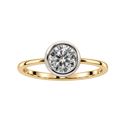 Solitaire Diamant Bicolore Or Jaune & Or Blanc