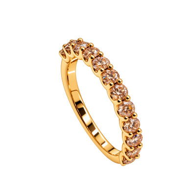 Alliance Diamant Champagne en Or Rose