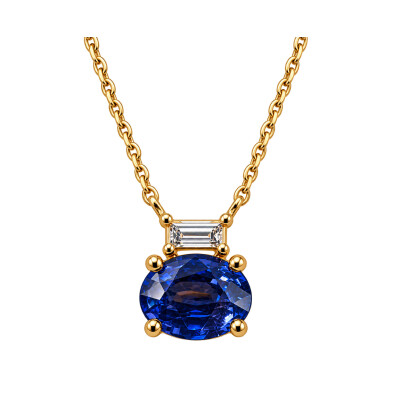 Collier Saphir & Diamant en Or Jaune
