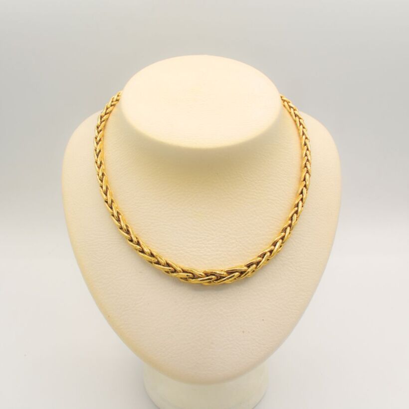 Collier chute maille palmier Or 18k