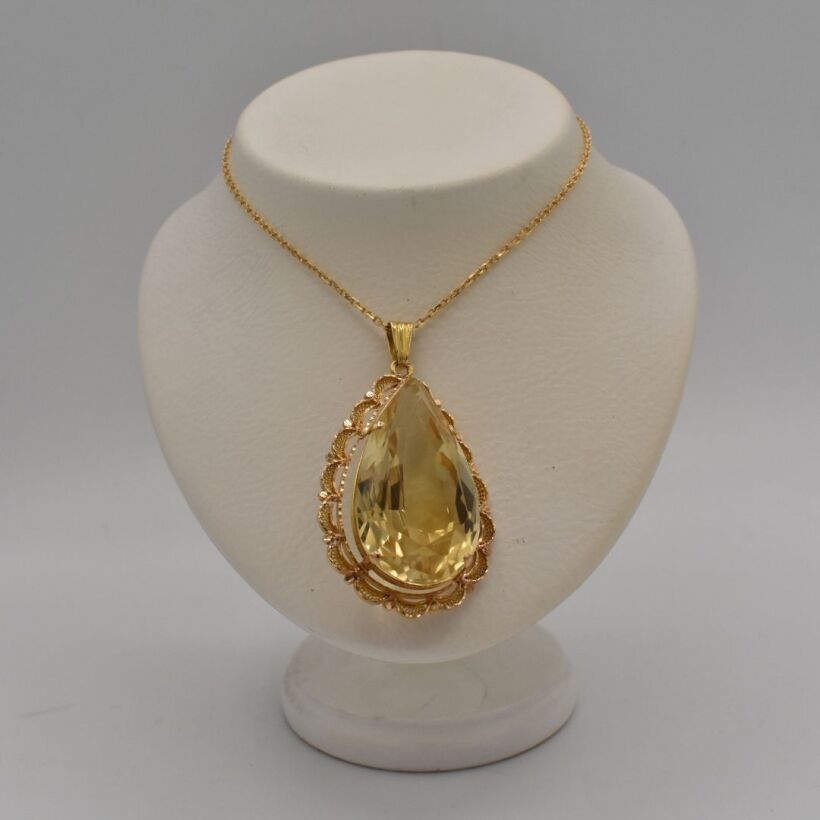 Pendentif Citrine Goutte Or 18K