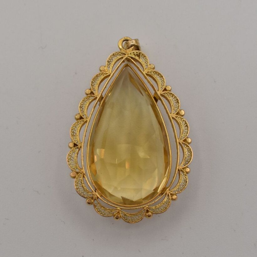 Pendentif Citrine Goutte Or 18K