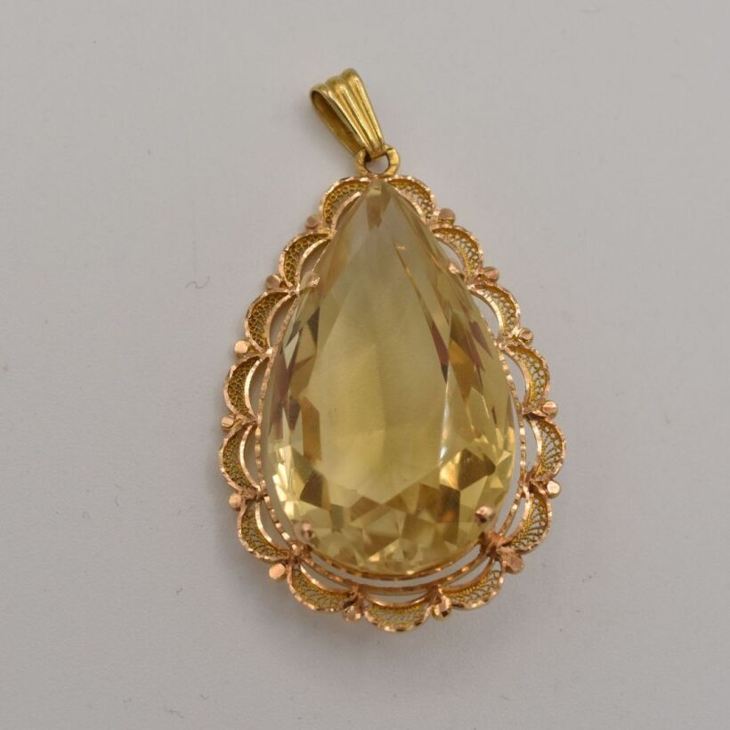 Pendentif Citrine Goutte Or 18K