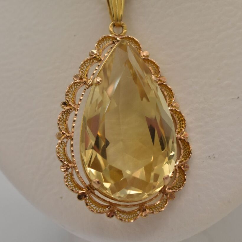 Pendentif Citrine Goutte Or 18K