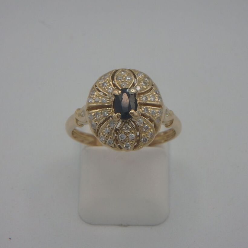 Bague Saphir Diamants Fantaisie Or 18K