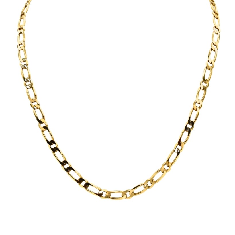 Collier alternée ultra-plate 1+1 en or jaune