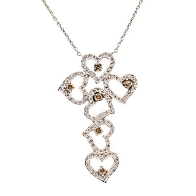 Collier Croix en Cœur Diamant Or 18k