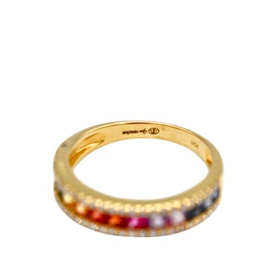 Bague Rainbow en or jaune, saphirs multicolores et diamants