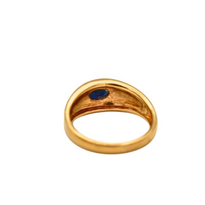 Bague Saphir et Emaux Or jaune 18k