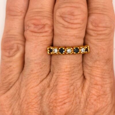 Alliance Saphir Diamants Or Jaune 18k