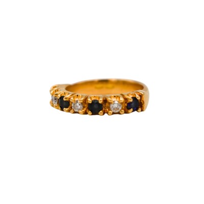 Alliance Saphir Diamants Or Jaune 18k