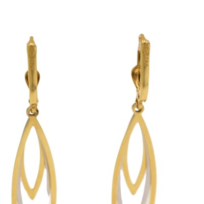 Boucles d'oreilles pendantes en or jaune et or blanc