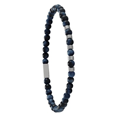 Bracelet Acier œil de tigre bleu