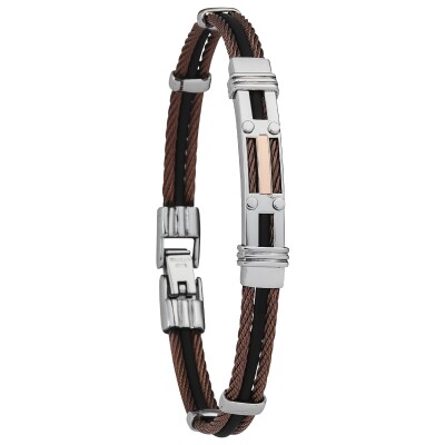 Bracelet Acier&Cable&Caoutchouc