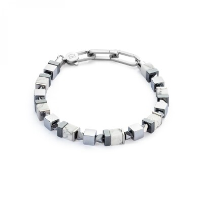 Bracelet GeoCUBE acier cubes onyx hématite