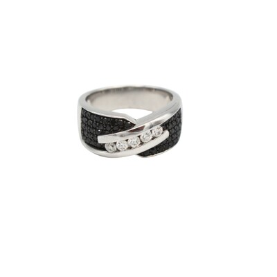 Bague Or 18k Diamants noirs et blancs