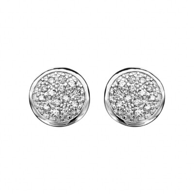 BOUCLES D'OREILLES TIGE ARGENT RHODIÉ CLOU OXYDES BLANCS SERTIS