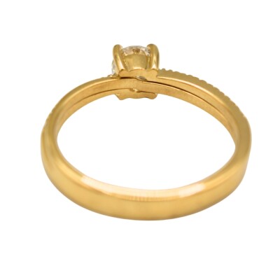 Solitaire accompagné Or jaune Diamants de synthèse