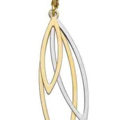 Boucles d'oreilles pendantes en or jaune et or blanc