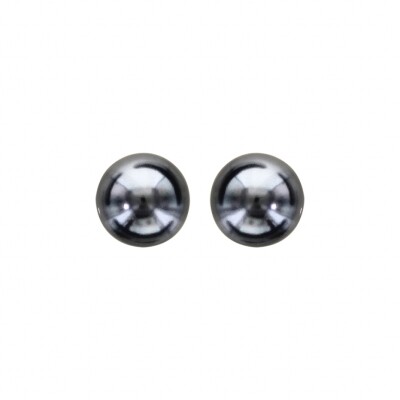 BOUCLES D'OREILLES TIGE ARGENT RHODIÉ PERLE NOIRE 8MM