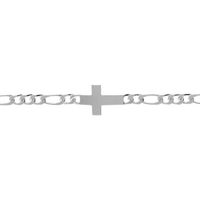 BRACELET ARGENT PASSIVÉ 1+3 4MM CROIX PLATE LISSE