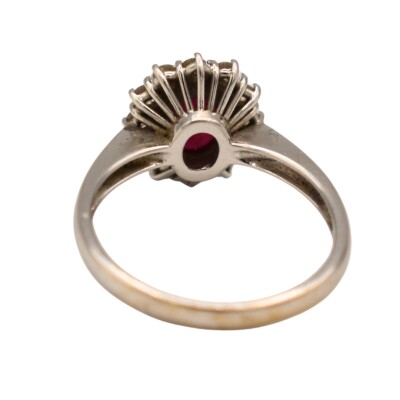 Bague Diamants & Rubis Ovale Or Blanc 18k