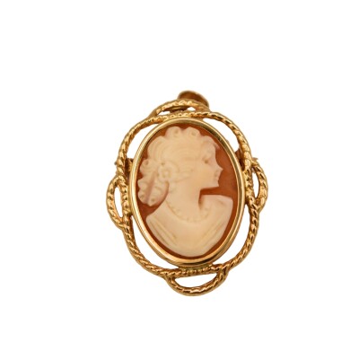 Pendentif Broche Came Or Jaune 18k