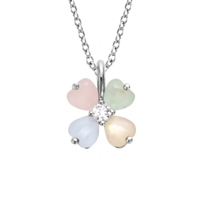 COLLIER ARGENT RODHIE FLEUR VERRE