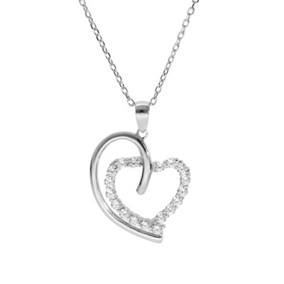 COLLIER ARGENT RHODIÉ COEUR OXYDES
