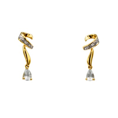 Boucle Aigue Marine Or jaune 18k