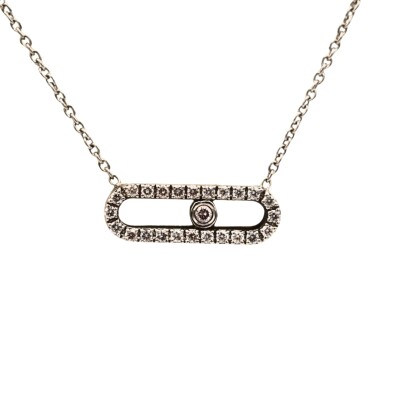 Collier Barette Diamant Or blanc 18k