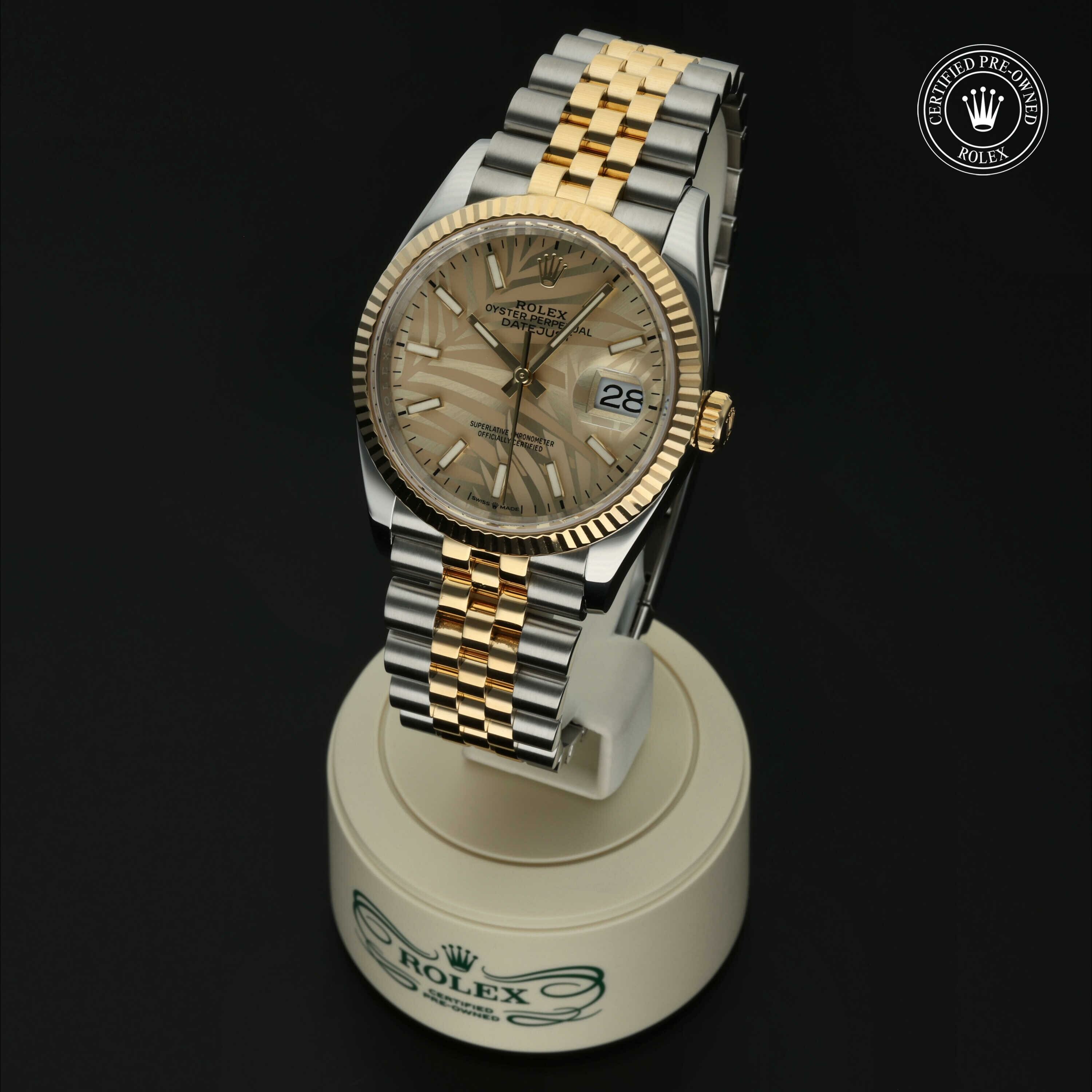 Rolex Datejust 36 en Rolesor 18 Carat Jaune M126233-0037 chez Hall of Time - vue 3