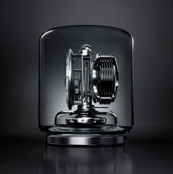Mécanisme Jaeger-LeCoultre Atmos Infinite Halo vu de côté