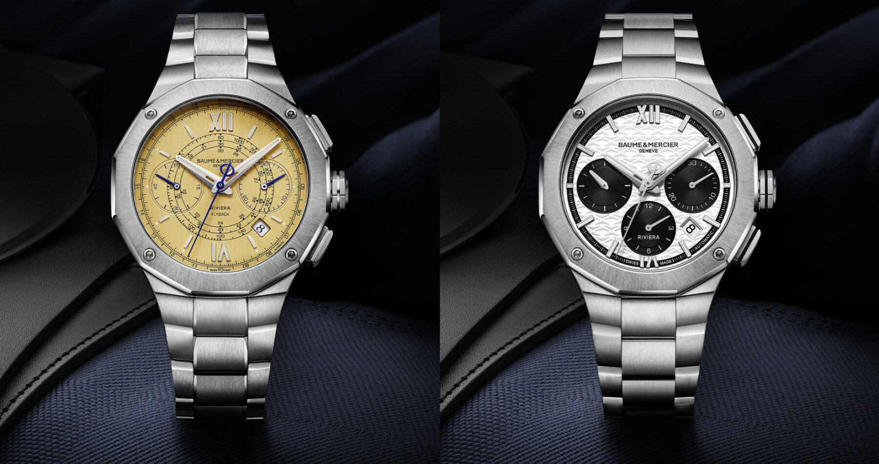 Deux montres TAG Heuer Carrera Chronograph en deux coloris différents, vues de face