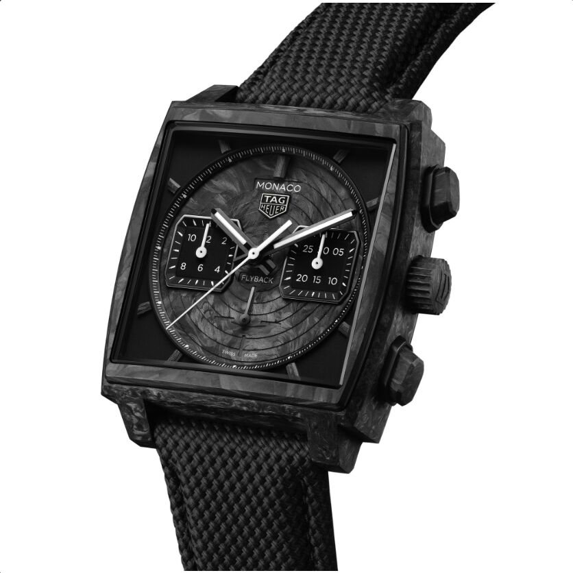 New TAG Heuer Monaco ‘Carbon’ watches seen from the side