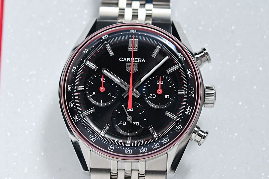 TAG Heuer Carrera Glassbox Chronograph 41 mm horloge met zwarte wijzerplaat