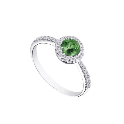 Bague solitaire accompagné Tsavorite Lily