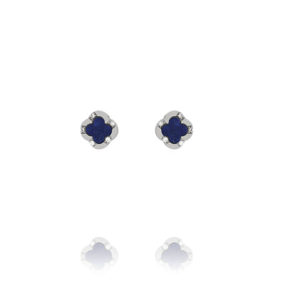 Boucles d’Oreilles Trèfle Lapis-Lazuli LÉGENDE