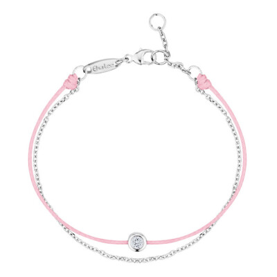Bracelet cordon rose & chaîne Clear Spirit