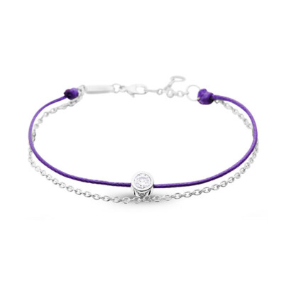 Bracelet cordon violet & chaîne Clear Spirit