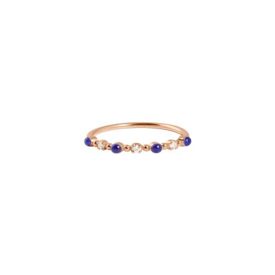 Bague Gigi Clozeau en or rose, résine bleu de prusse et diamants