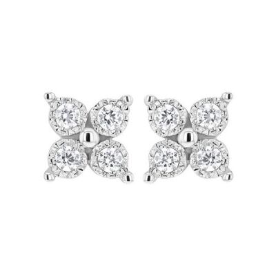 Boucles d'Oreilles Boutons en Or et Diamant