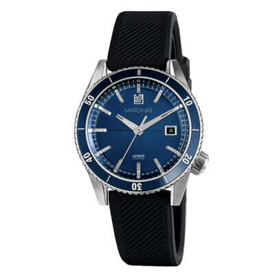 Montre March LA.B BONZER AUTOMATIQUE 41 MM - DOUBLE BLUE - Acier Brossé 3 Maillons