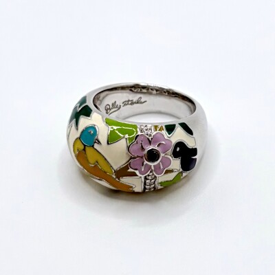 Bague Bird argent, émail et oxydes zircon