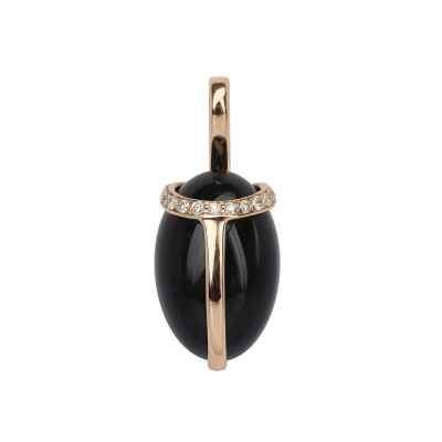 Pendentif Khepri or rose diamants naturels et onyx