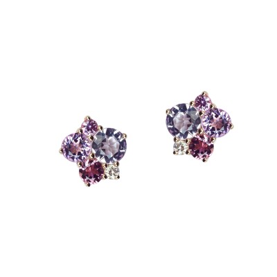 Boucles d'oreilles Pointillistes pierres fines et diamant naturel