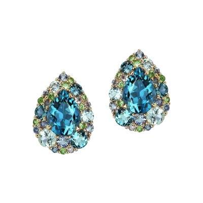 Boucles d'oreilles Emotion Poire or rose pierres fines